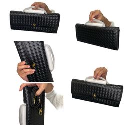 Woven Evening Clutch /crossbody/shoulder Purse Black