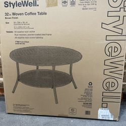 Brand New StyleWell 32 in Woven Coffee Table - Brown Finish