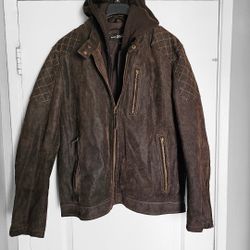Men's Jacket XL Suede Leather Biker Piel