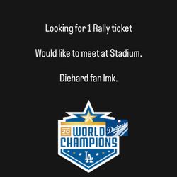 Dodgers Rally Ticket 11/3 Monday 