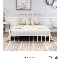 Queen Bed Frame, Mattress, And Box Spring
