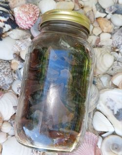 Jar of Real Brown Sea Glass Quart (32 oz)