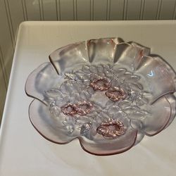 Vintage Mikasa Pink Rosella Crystal Glass Serving Platter 12-1/2' x 2"