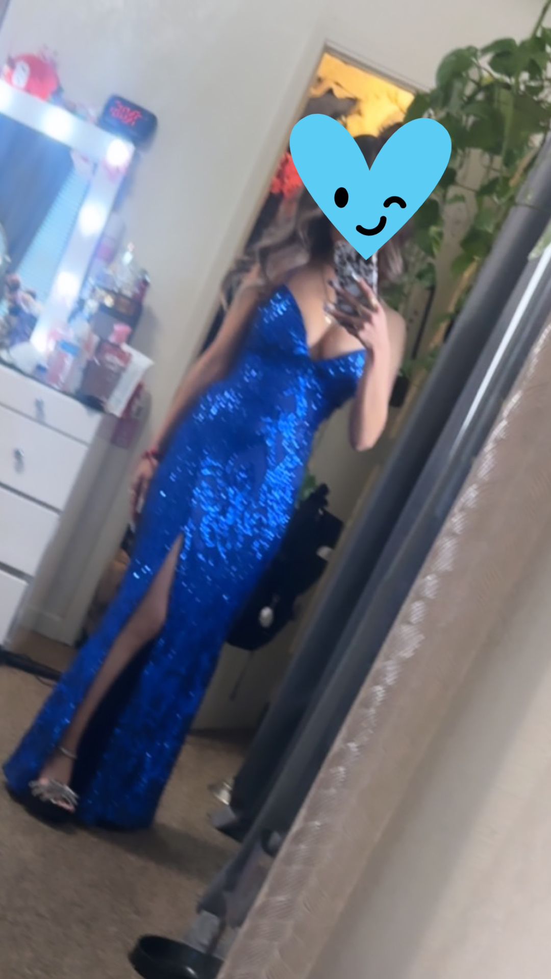 Blue sparkly prom dress