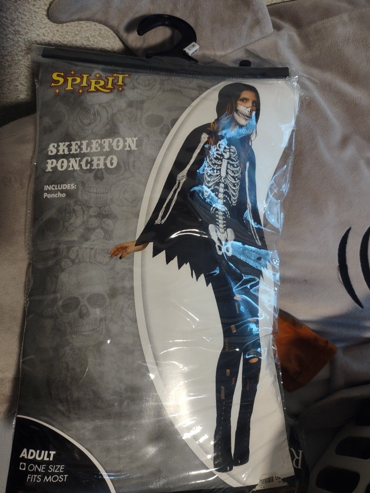 Skeleton Poncho Size Adult One Size Halloween Costume