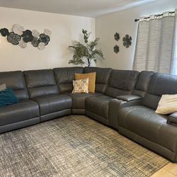 Blue/gray Lacks Leather Couches With 3 Recliners!