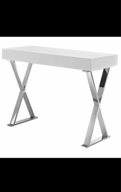 Modway Sector Modern Style Stainless Steel Console Table in White