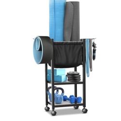 Home Gym Storage Rack - Metal Exercise Equipment Storage 