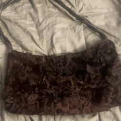 Paolo Masi Vintage Mink Shoulder Bag, Mint Never Used, Made in Italy, Braided Leather Handle, Rare Collector Purse