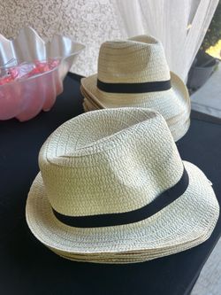 Straw Fedora Hats with Black Band