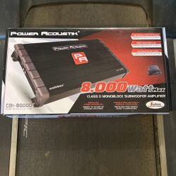 Power Acoustik 8,000 Watts Monoblock Bass Amplifier 1 Channel With Bass Knob Heavy Duty Amp