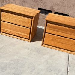 MCM vintage Wood Matching Set Of Nightstands With 2 Drawers Each