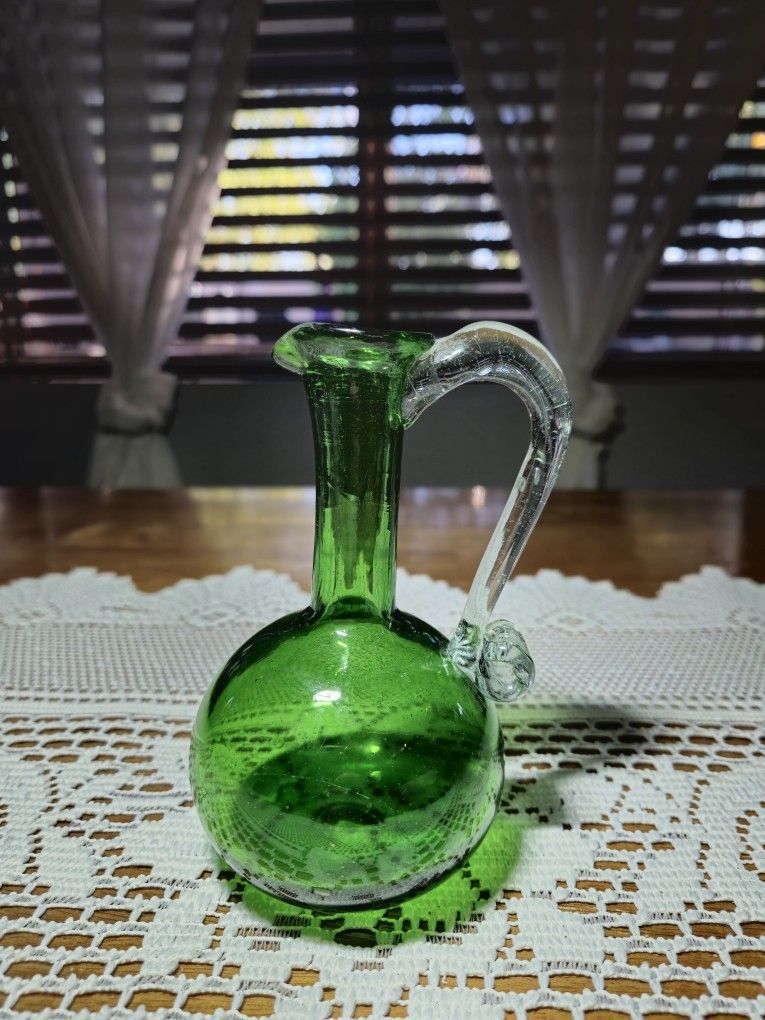 Hand Blown Oil or Vinegar Pitcher