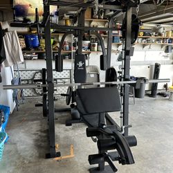 Vesta Fitness Smith Machine 2001 w/Bench Attachment | 230lb Bumpers Weights | 7ft Olympic Bar | Fitness | Gym Equipment | FREE DELIVERY🚚 
