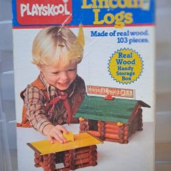 Vintage 1989 Playskool Original Lincoln Logs  Wood Made In USA Only 89Pcs of 103