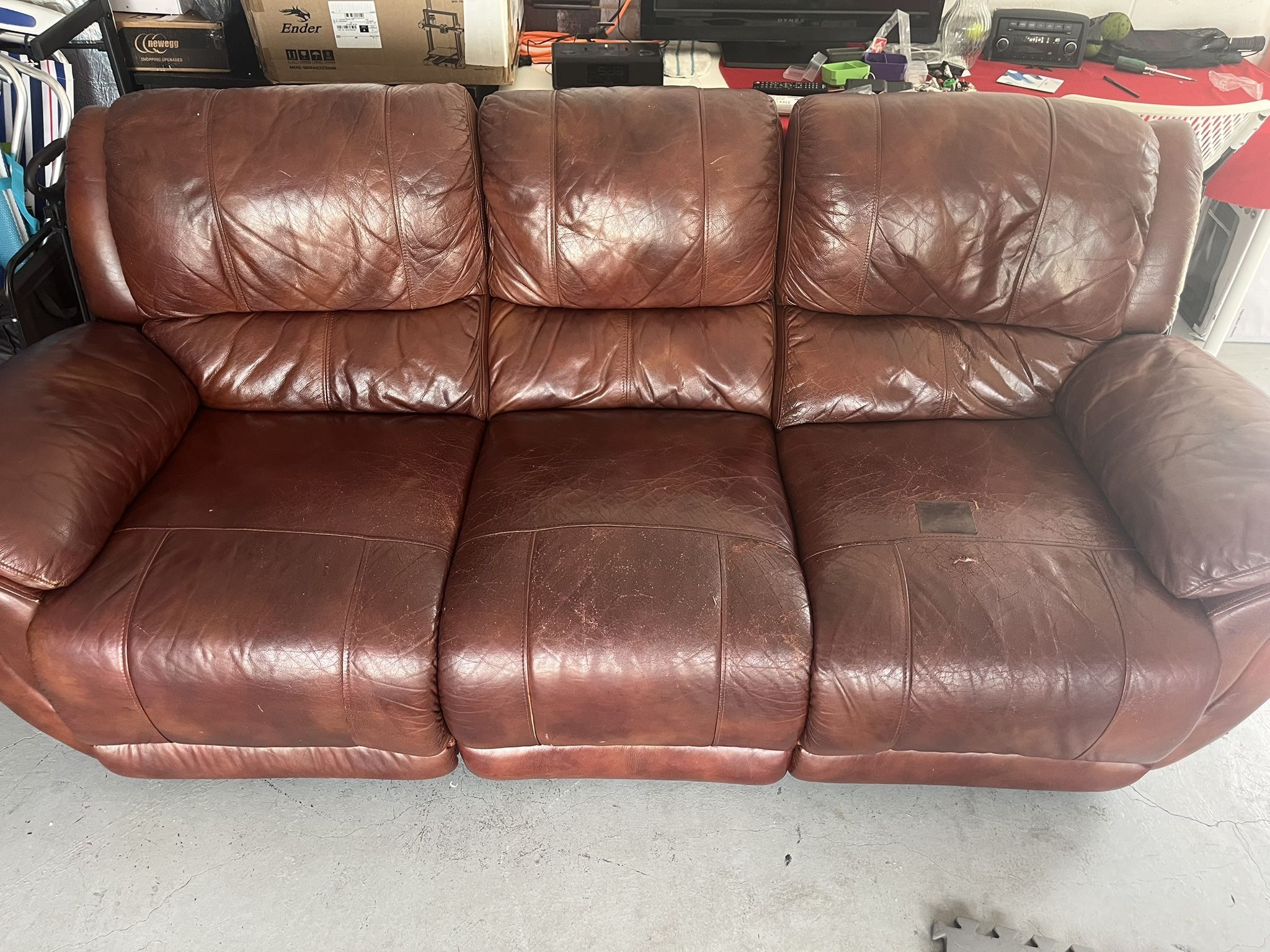 Leather Manual Recliner Sofa (delivery Included)
