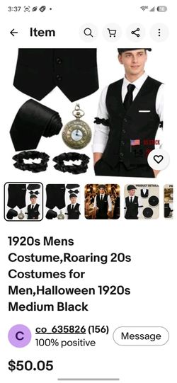 1920s Men's Costume Set Black