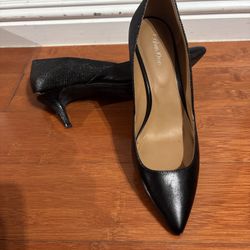 Calvin Klein Women's Patna dress pumps in black leather.  