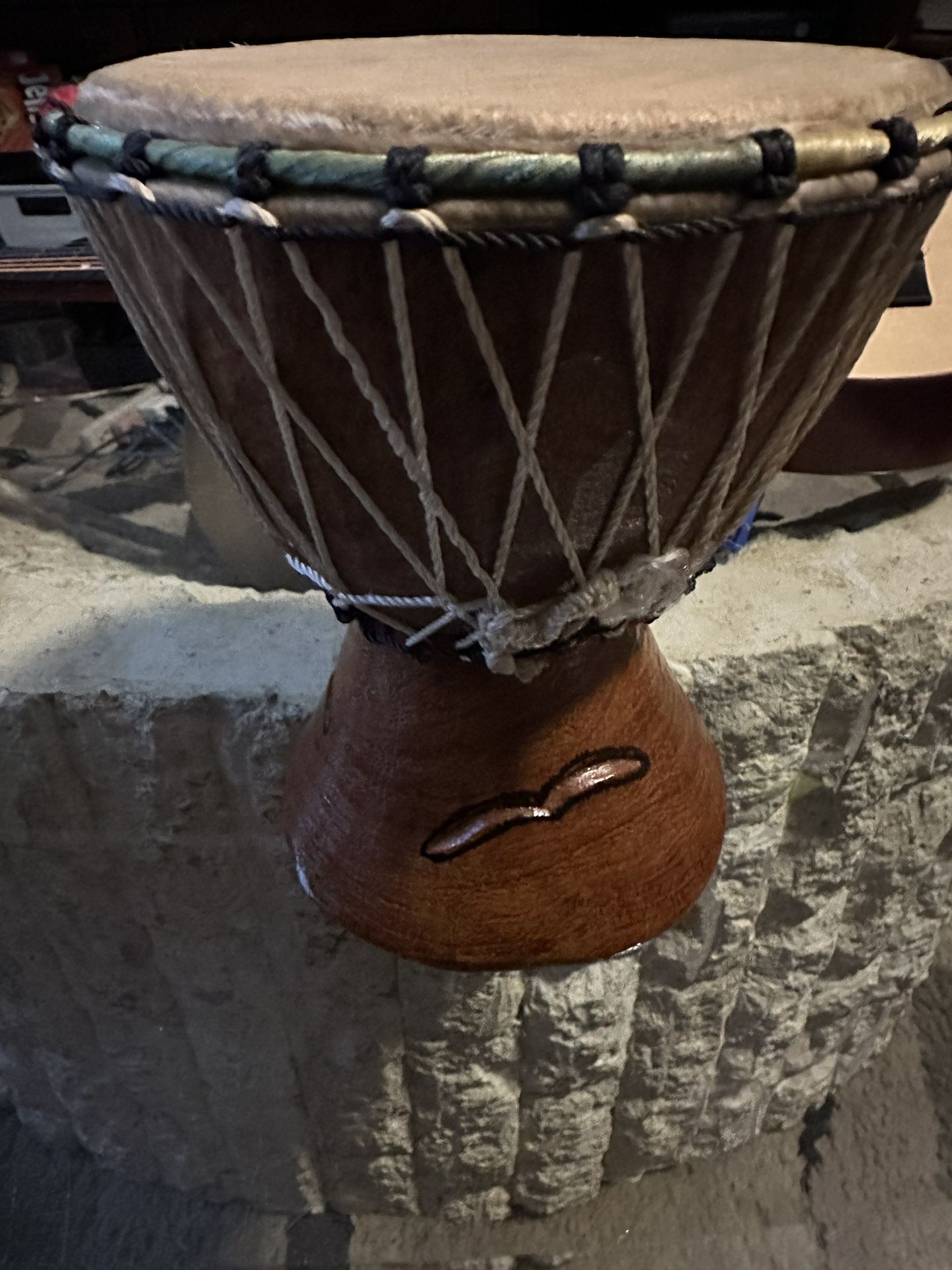 Hand Carved Tribal Wood Small Djembe Drum 7" X 5"