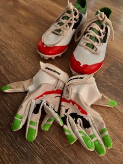 Football cleats and gloves
