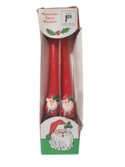 2 Vintage 1989 YDC McCrory 10" Christmas Santa Claus Textured Candles NOS