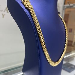 10MM MIAMI CUBAN LINK CHAIN 24” GOLD OVER SILVER