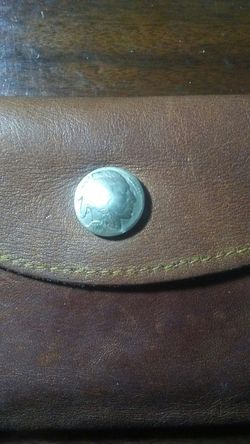Vintage buffalo nickel Leather checkbook/billfold
