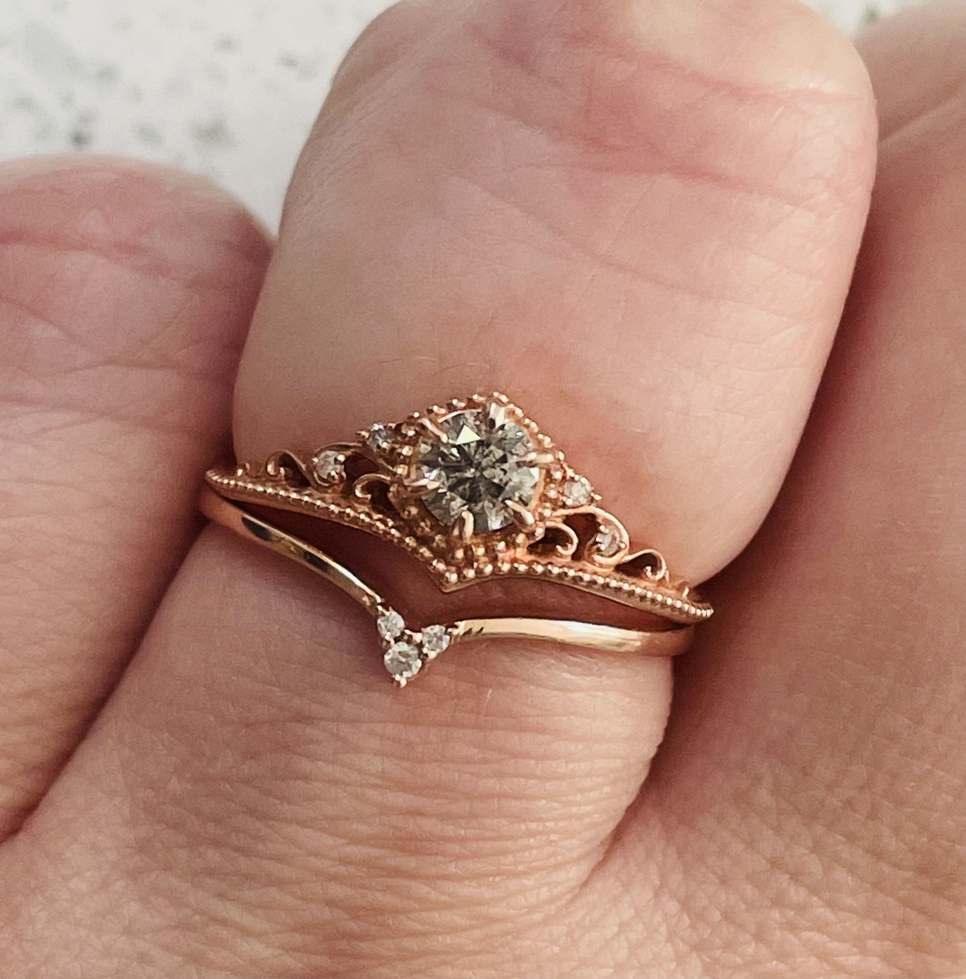 10kt Rose Gold Salt & Pepper Diamond Ring