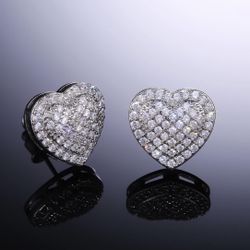 White Gold Plated Heart Earrings