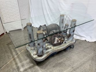 Wolves & Birch Sculptural Glass Top Table