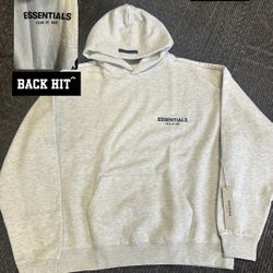 Light Oatmeal Essentials Hoodie Size Large 