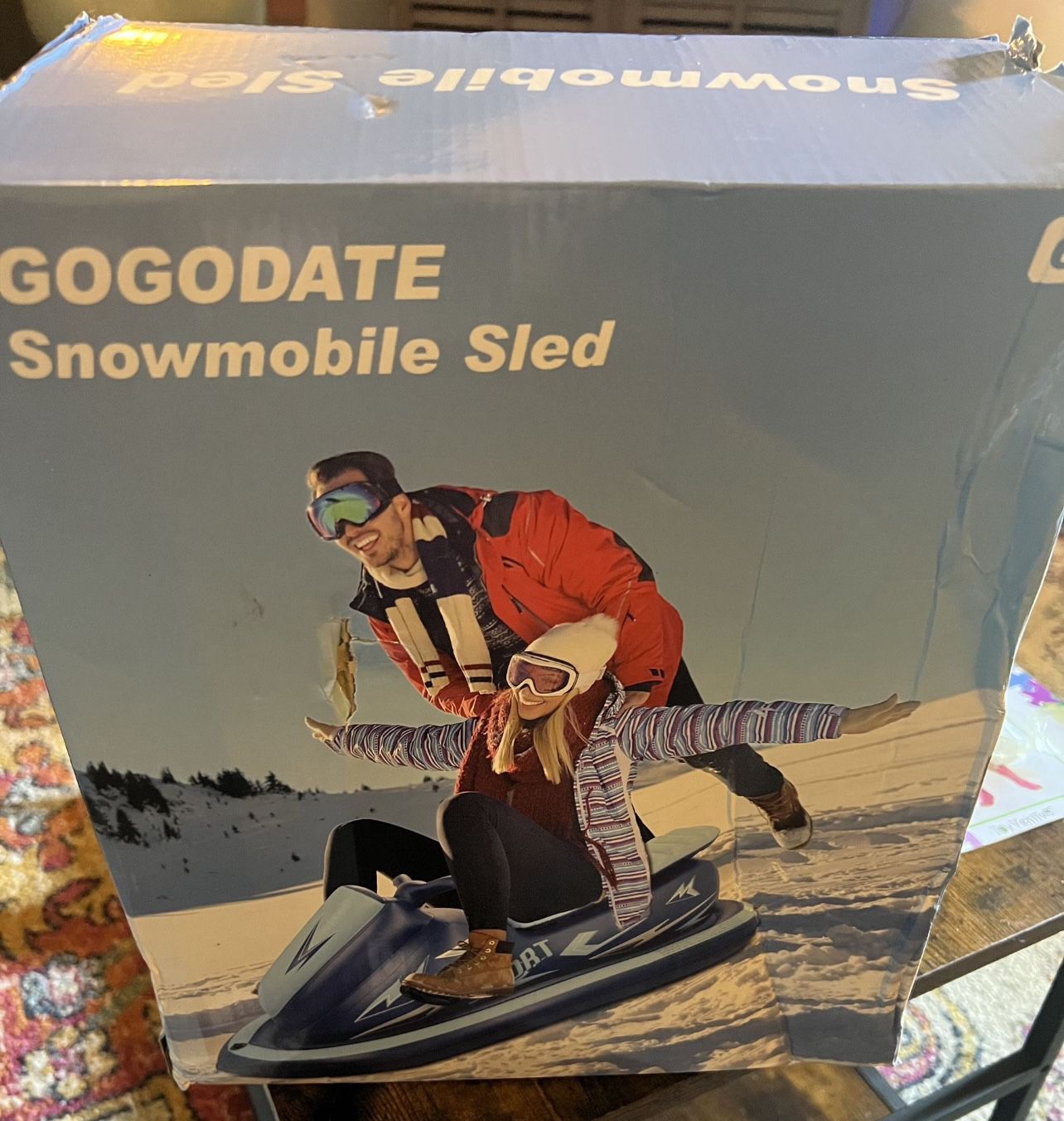 New Snowmobile Sled Inflatable, Adults, Blue  GOGODATE Snowmobile Sled Inflatable, New 
