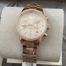 Michael Kors 37mm rosegold chronograph watch for women, NWT