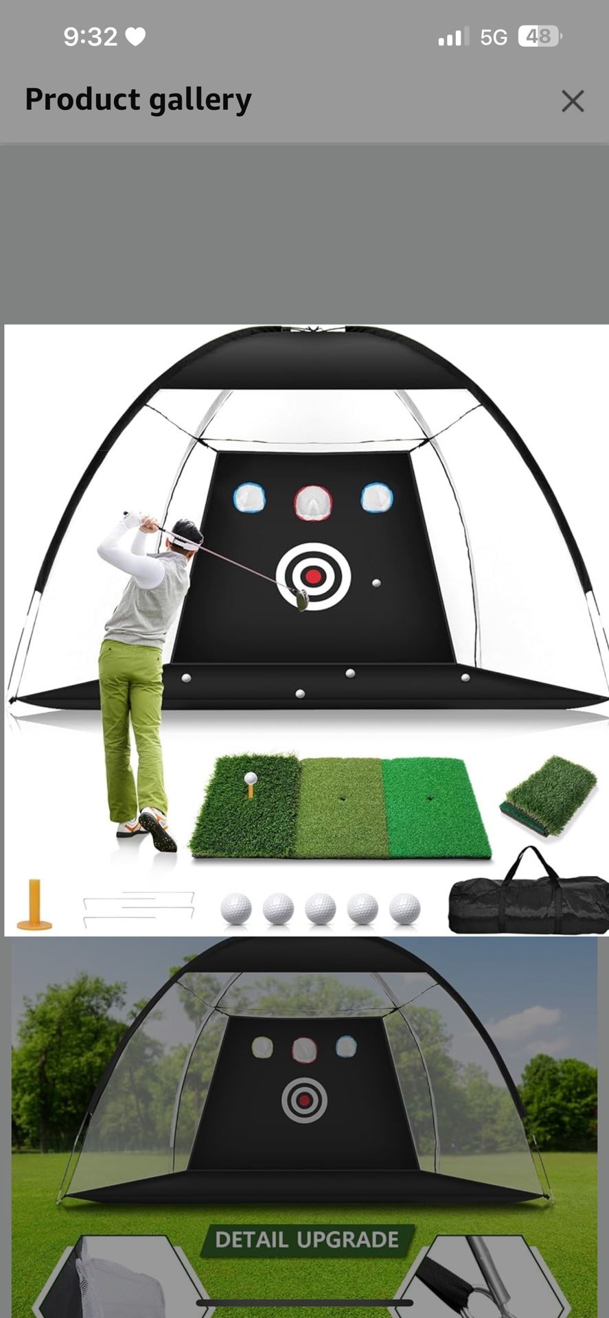 Golf Net, 10x7FT Home Golf Hitting Aids Equipment with Foldable Tri-Turf Mat for Backyard Driving Chipping Swing with Training Target/Balls/Tee for Ou