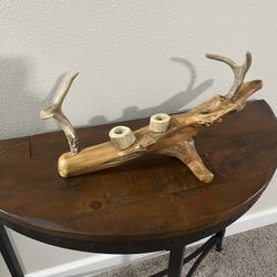 Handmade Wood & Real Horn Candle Holders Decor