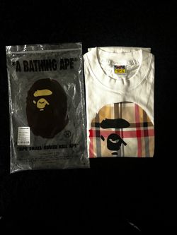 A Bathing Ape BAPE Plaid Graphic T-Shirt Size L