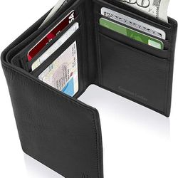 NEW Trifold Leather Wallet for Men Slim RFID Blocking for Securing Personal Data