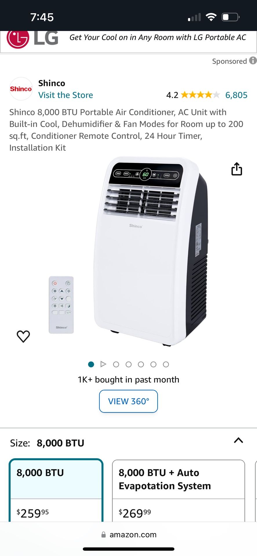 Shinco Spf1-08c 8000BTU