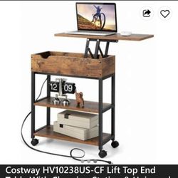 Costway Lift Top End Table W/ Charging Station