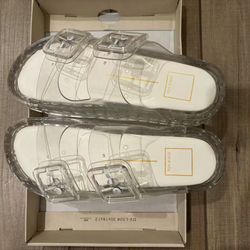 Dolce Vita Crystal Vinyl Clear Buckle Slide Sandals Women's Size 6