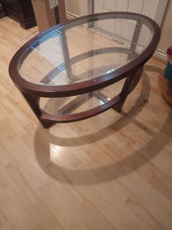 Wood glass table