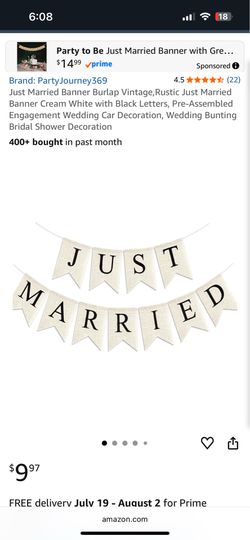 “Just Married” Banner Decoration