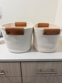 Set of 2 Cotton Rope Storage Baskets