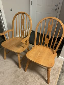 2 Solid Oak Chairs