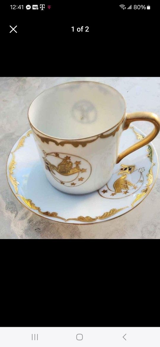 Vintage Cups And Saucer Bone China And Enlamd
