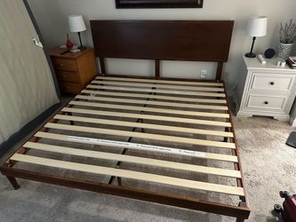 King Wood Platform Bed Frame with Headboard