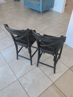 Set of 2 Black Wood Counter Stools
