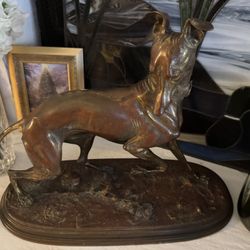 Authentic Bronze Sculpture Of Whippet Dog- By German sculptor Arthur Waagen
