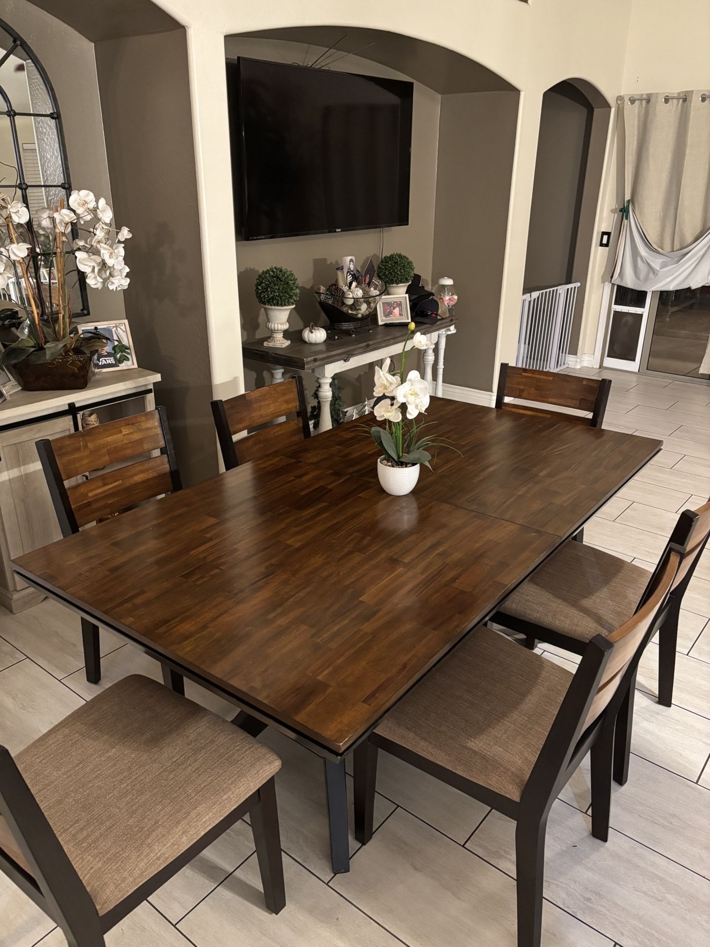 Dining Table 6 Chairs Solid Wood