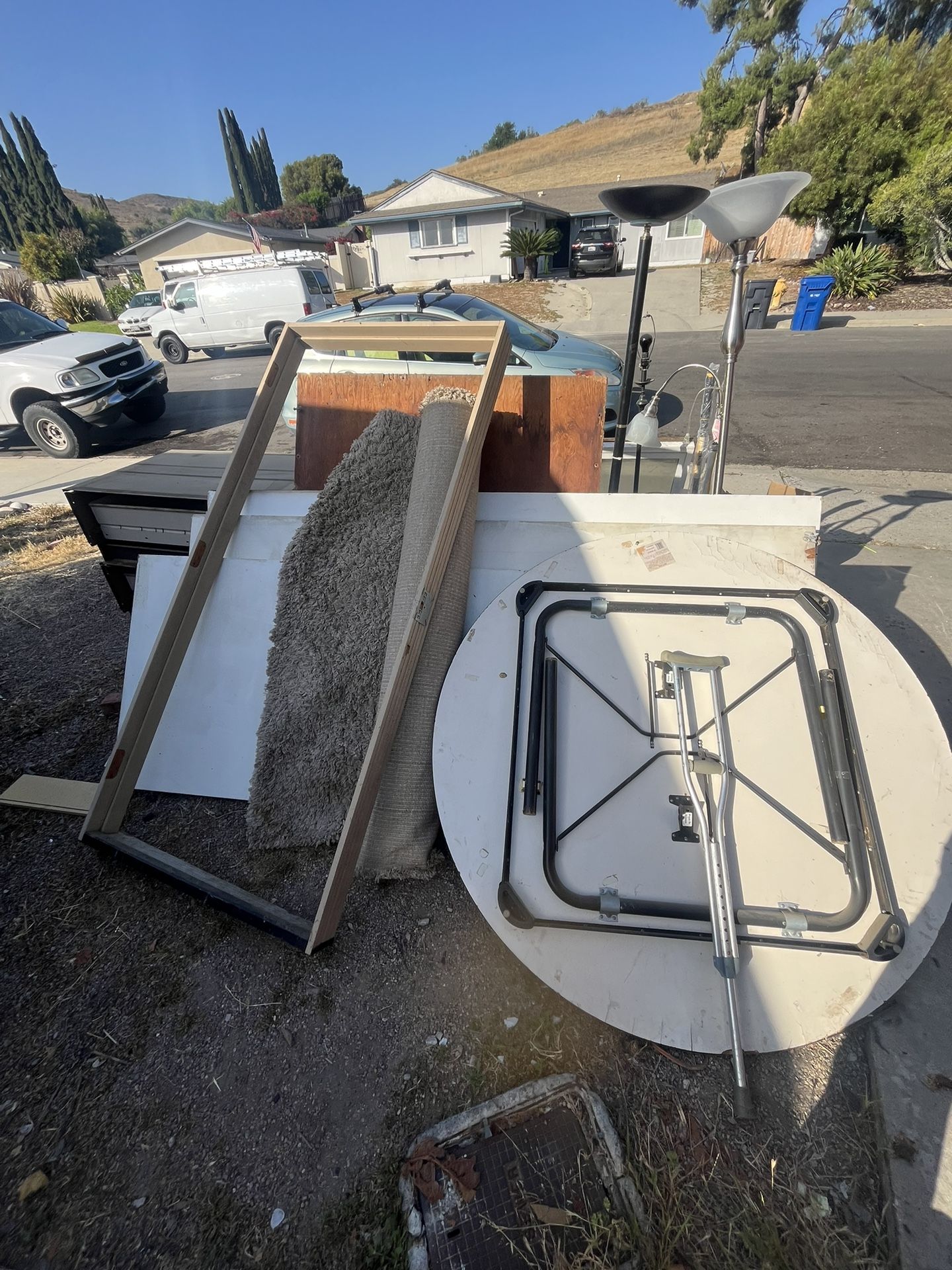 Free Junk, Heavy Wood Closet Doors, Heavy Metal Drawers Window Lamps Random